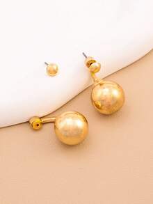 1对时尚几何耳钉，适合日常佩戴 - 金色 - 查看 3