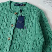 Polo Ralph Lauren Classic Embroidered Wool Cardigan | Cable-Knit Cashmere Blend Crewneck Button-Front Sweater, Women's Timeless Knitwear - 薄荷綠 - 查看 2