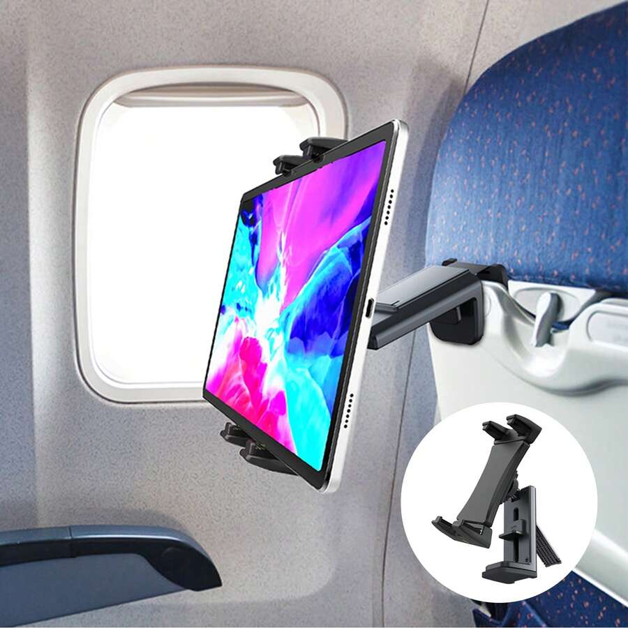 360°旋转多功能旅行平板电脑及手机支架，桌面直播手机支架，手机配件 - 黑色 - 查看 1