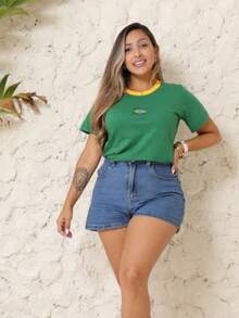 T-Shirts Embroidered With The Brazilian Flag. - Green - View 3