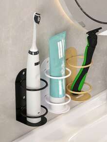 1/2 piezas Soporte de pared para cepillo de dientes eléctrico, organizador de almacenamiento de baño, adecuado para uso doméstico para guardar cepillo de dientes, soporte de cepillo de dientes, soporte de afeitadora, decoración de baño del hogar - Multicolor - Ver 1