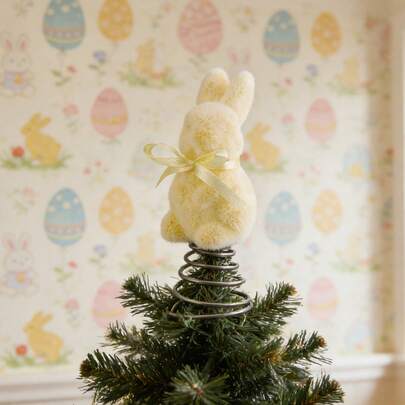 Easter Bunny Tree Topper With Spring Base Flocked Rabbit Table Centerpieces For Home Holiday Party Decorations