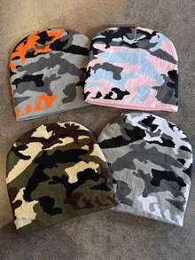 趣味美式针织帽，街头嘻哈保暖针织帽，秋冬保暖配饰 - 彩色 - 查看 5