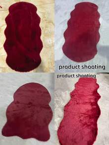 1pc Burgundy Plush Rug, Soft Faux Rabbit Fur Asymmetrical Carpet, 1-5cm Trimming Tolerance, Suitable For Christmas, Thanksgiving And New Year Decoration, Soft And Skin-Friendly, Home Decor Rug For Living Room, Bedroom, Bathroom Or Kitchen, Multiple Colors Available, Bedroom Carpet, Decorative Rug, Small Rug, Carpet, Home Decor, Living Room Rug - Burgundy - View 6