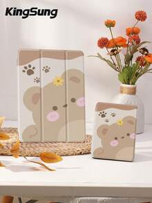 Kingsung Cute Bear Pattern Tablet Protective Case,Compatible With 9.7/10.2/10.5/10.9/12.9/Pro 11, 10th Gen,Compatible With Samsung Galaxy Tab S6 Lite 10.4 Inch,Compatible With Kindle Paperwhite 12th Gen 2024,Kindle (11th Generation) 2022 Release,Kobo Clara Colour,Soft Anti-Fall Protection,Smart Stand/Automatic Wake Up/Sleep - Multicolor - View 8