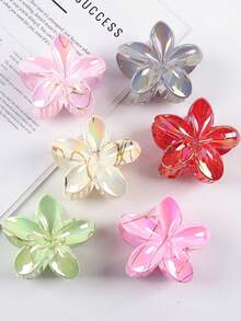 Pinza de pelo de plástico ABS con estampado floral, adecuada para uso diario - Multicolor - Ver 11