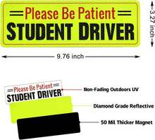 Reflective Student Driver Magnet Set 3pcs Novice Car Stickers Removable Exterior Decals - Student Driver - View 2