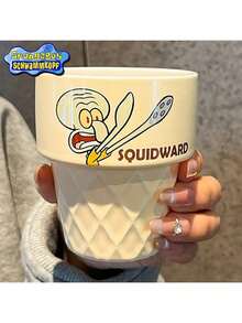 SPONGEBOB 230毫升官方海绵宝宝陶瓷冰淇淋牛奶生日礼物马克杯，家用咖啡杯 - 彩色 - 查看 2