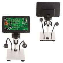 El microscopio digital DM9 12MP con pantalla de 7 pulgadas y 1200x de alta definición se utiliza para inspección de placas de circuitos, reparación de relojes, valoración de joyas, pruebas de calidad de la piel, etc - Negro - Ver 1