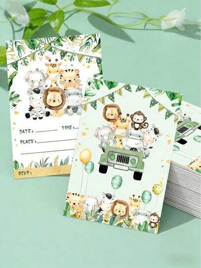 12 Tarjetas de invitación para fiesta con tema de animales de la jungla, tarjetas de invitación para fiesta de la jungla, decoración de fiesta de cumpleaños con animales de la jungla, decoración de cumpleaños salvaje, decoración de fiesta de bebé, tarjetas de invitación para fiesta de festivales, tarjetas de cumpleaños, tarjetas de agradecimiento, tarjetas de felicitación, tarjetas de regalo de cumpleaños, suministros para fiesta de cumpleaños, etiquetas de empaque de regalo