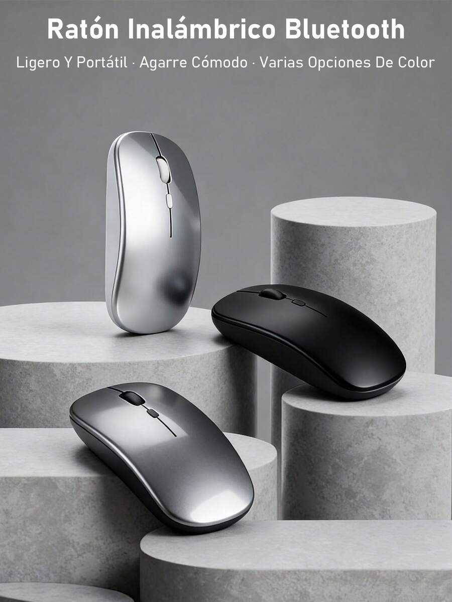 Ratón inalámbrico Bluetooth para portátil / MacBook / iPad, compatible con iPhone, mini ratón silencioso compatible con Android / Windows / Linux - Negro - Ver 1