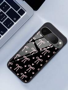 1个粉色蝴蝶结玻璃手机壳，兼容谷歌10/9/8/7，Galaxy S24/S25 PLUS/S23 Ultra/A16/A35/A25/A55/S26/S26plus/S26ultra，蝴蝶图案，日常使用，国际版，非国内版 - 黑色 - 查看 2