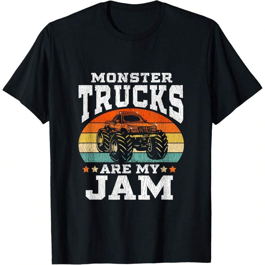 Monster Trucks Are Jam Gift Vintage Style T-Shirt - 黑色7 - 查看 1