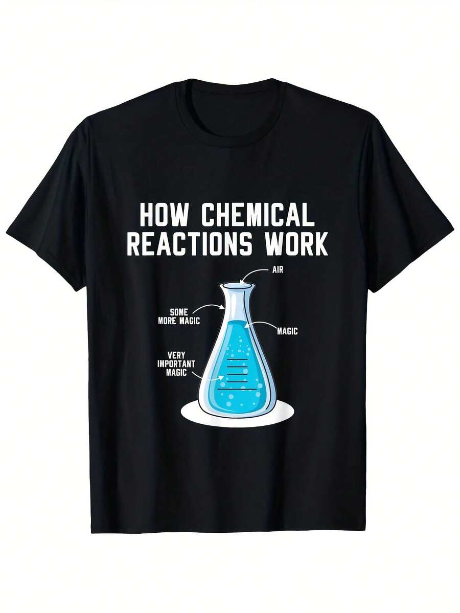 Men'S Vintage Chemical Engineering T-Shirt - How Chemical Reactions Work Graphic Tee with Beaker Design, Black Short Sve Round Neck Top for Engineers & Science Enthusias, All-Seaso - Negro 31 - Ver 1