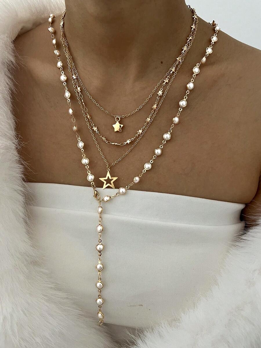 女士项链套装 - 金黃色 - 查看 1