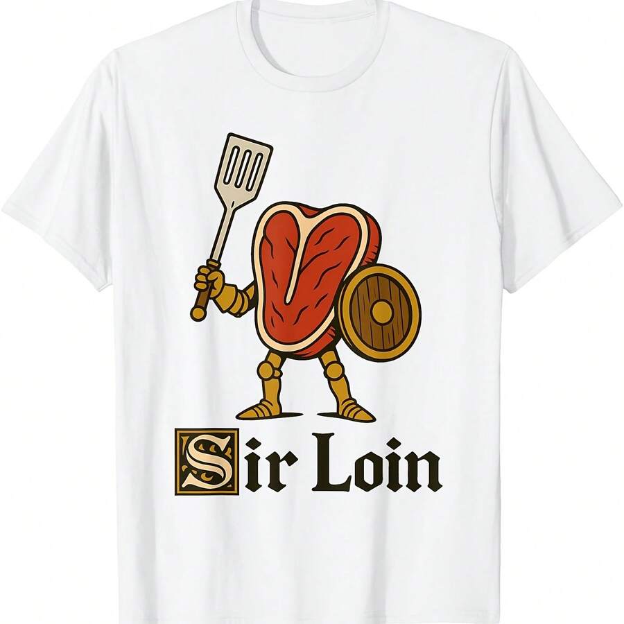 Camiseta divertida con meme de filete de Sir Loin Knight - Blanco 4 - Ver 1