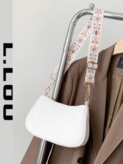 Bolso bandolera casual de un solo hombro 2025, con correa estampada, bolso bandolera casual, bolso de viaje, unicolor, bolso baguette, bolso de forma de media luna para mujer