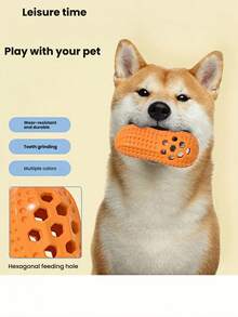 1pc Pet Toy Peanut Shaped Food Dispenser Chew Resistant Realistic Toy - Multicolor - View 4