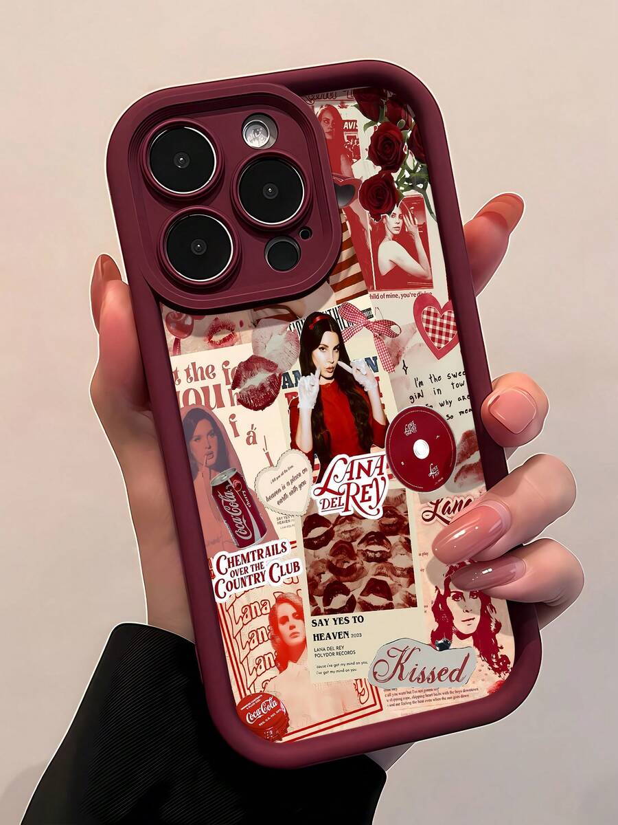 Estuche para teléfono con collage estético de Compatible con estuches para teléfonos , 17, 16 Pro Max, 15 Pro Max, 13 y 12 Diseño elegante y artístico con un aire vintage y elementos románticos Resistente al agua, a las caídas, a los arañazos y a la suciedad Un regalo perfecto para los amantes de la música y el arte, ideal para cumpleaños y ocasiones especiales - Burdeos - Ver 1