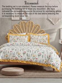 2pcs/3pcsFloral Prints Bedding Set - 1Comforter Cover & 1/2 Pillowcases, Soft Polyester, Breathable & Machine Washable Cottagecore Ruffle Decor, Farmhouse Style ,Bedroom Accessories - Multicolor - View 4