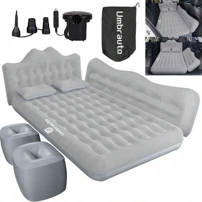  Umbrauto Inflatable Car Air Mattress Backseat : SUV Camping Air Bed For Truck Backseat With Pump & Pillows, Car Sleeping Airbed For Van Back Seat,Grey