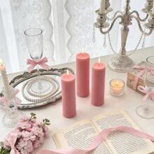 1支粉色条纹圆柱形香氛蜡烛，直径1.97英寸，无烟大豆蜡，适用于家居装饰、节日装饰、婚礼装饰、生日装饰，营造浪漫梦幻的氛围，生日礼物、女士礼物、冬季礼物、结婚礼物、纪念品 - 1PC - 查看 9