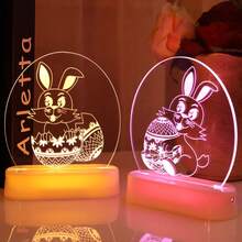 Decoración de conejo con iluminación LED, decoración de mesa interior para Pascua, luz nocturna de huevo de colores - Multicolor - Ver 1