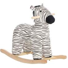 Zebra Shaped Kids Rocking Horse With Realistic Sound For 2-4 Years, Black - White - View 10