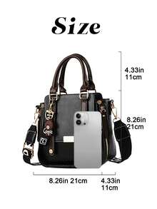 Women Fashion Handbags Top Handle Shoulder Bag Wallet Classic Vintage PU Leather Shoulder Bag Casual Crossbody Bags For Valentine's Day Use - 黑色 - 查看 9