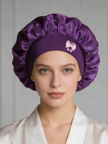 1pc Fashionable Wide-Brim Elastic Women's Sleep Cap, Comfortable Everyday Wear Hair Cover - Red - View 12