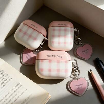 Funda protectora con patrón de cuadros de colores caramelo, adecuada y compatible con los auriculares Bluetooth de Apple, resistente a arañazos y golpes, adecuada y compatible con la funda de carga de los auriculares Bluetooth Wave de Apple