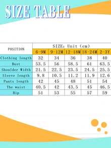 女婴牛仔印花T恤套装，蝴蝶结印花喇叭裤，蓝色字母印花，可爱活泼，百搭两件套，适合外出，四季皆宜 - 藍色 - 查看 6