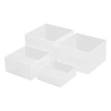 8 Piece White Acrylic Display Stand Set, 4 Sizes Rectangular Dessert Display Riser, No Assembly Hollow Base Countertop Stand, Reusable For Bakery Wedding Party Home Collectible Cosmetic Display - White - View 10