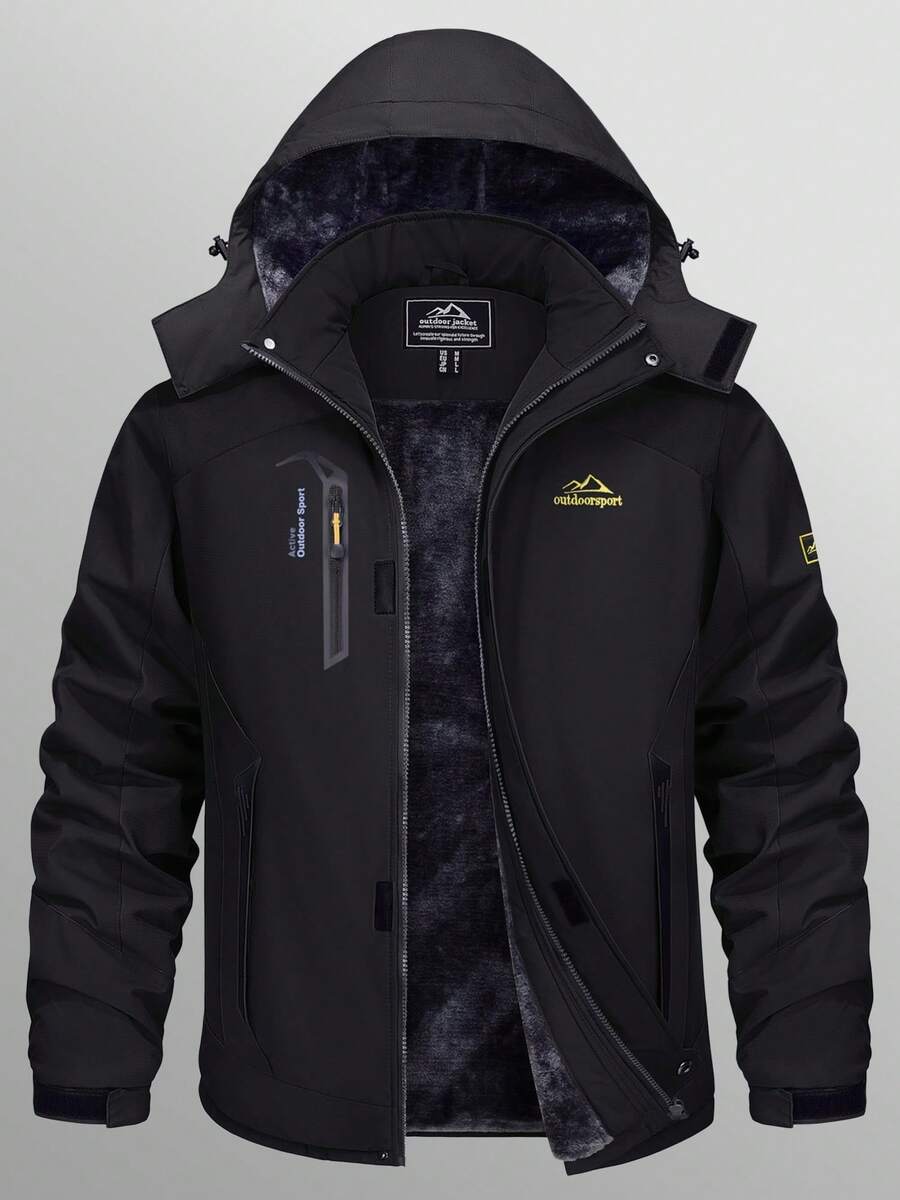 KEFITEVD Winter Jacket Men's Water-Resistant Fleece Jacket Snow Ski Jacket Military Tactical Jacket Coat Parka Hood Raincoat Ski Outfits