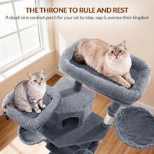HEXCELEN Cat Tree For Large Cats, 216cm Cat Tower, Multi-Level Cats Climbing Tower With Scratching Posts, 2 Comfy Condos, 2 Perches, 2 Baskets, Hammock, For Indoor Use - Dark Grey - View 3