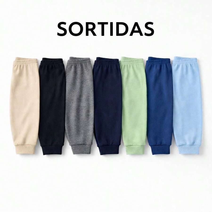 Kit 4 Calças Infantil Cores Sortidas Mijão Bebê Ribana Algodão Menino Menina Confortável | RN ao G e 1 ao 10 | REF 2435 - Azul - Visão 1