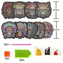 9-Piece Round Diamond Painting Coaster Set - 5D DIY Full Drill Skull Coaster Kit, Wooden Plywood Material, Adult Home Decor Drink Mat With Character Theme Design - BD027 - View 7