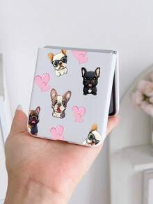 1pc Fashionable And Simple Skin Feel PC Material Cute Love Dog Element Folding Phone Case, Can Protect And Prevent Falling: SamsungGalaxy Zflip 3/Zflip 4/Zflip 5/Zflip 6/Zflip 7/ Razr 50 Ultra/ Razr 60 Ultra/ Razr 60/ Rolla Razr 50/Galaxy Z Flip7 FE - White - View 3