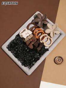 1018 Stück Haarschmuckset in Erdtönen, rutschfest, Mehrfachzahn Blumengriff Clip hält mittellange, lange und dicke Haare fest, hochelastischer Haargummi schadet den Haaren nicht, geeignet für Haare/Halbhaare, geeignet für Pendeln, Alltag und Zuhause, praktisches Geschenk für Mädchen, ohne Geschenkbox, Haarclips, Klammern - Verschiedenfarbig - Übersicht 8