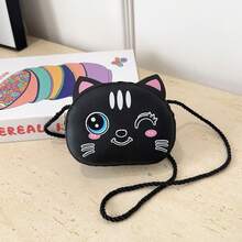 1pc Young Girl PU Leather Zipper Closure Cute Cartoon Cat Mini Crossbody Bag, Suitable For Daily Use - Cat - View 14