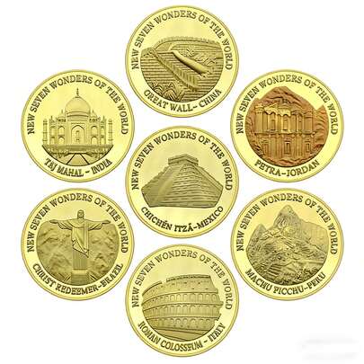 7 قطعة/مجموعة عملات تذكارية لأعجائب الدنيا السبع، شارات تذكارية لحفلات الفريق والمهرجانات، هدايا صغيرة