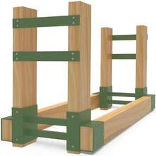 Firewood Rack Brackets Kit For Fire Wood Pile Storage, Adjustable Log Stacking Stand Holder For 2x4 Lumber, Green, Set Of 2 - Green - View 3