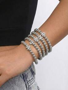 女士串珠手链 - 銀色 - 查看 1