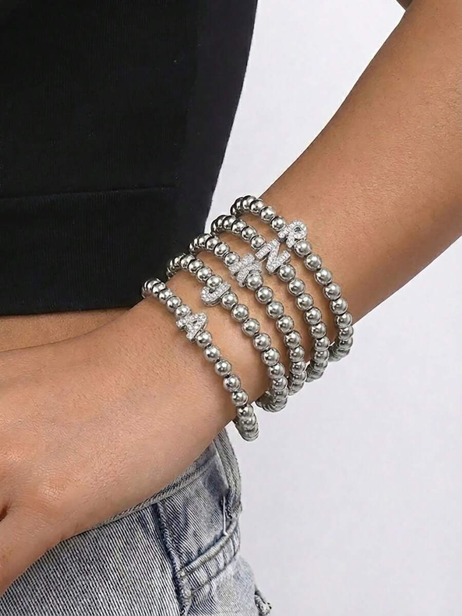 女士串珠手链 - 銀色 - 查看 1
