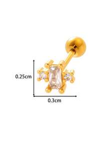 Toppiercing 1件 时尚创意铜锆几何不锈钢耳骨穿孔耳环 - 彩色 - 查看 2