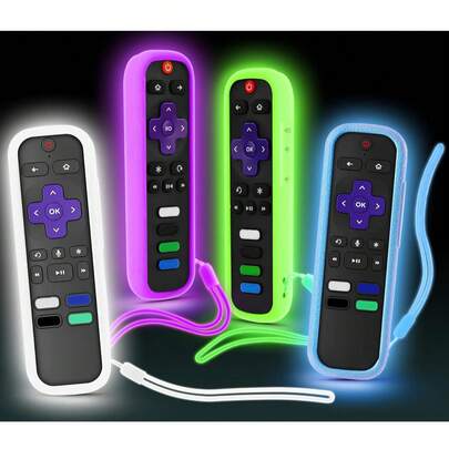 1 Stück TV Fernbedienungsabdeckung, Roku Smart TV Fernbedienungsabdeckung, Anti-Sturz, Anti-Staub Poku Universal Silikonschutzhülle, leuchtet im Dunkeln, sie in nur 1 Sekunde zu finden