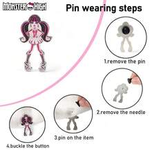 Mattel Ghim cài áo hình Draculaura của Monster High, được cấp phép chính thức, làm từ hợp kim kẽm tráng men, chống gỉ, thích hợp để gắn vào quần áo, túi xách, ba lô, là món quà Valentine tuyệt vời nhất. - Hồng - Xem 3