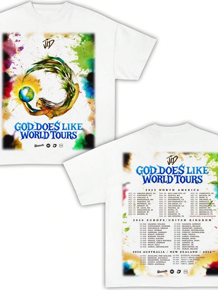 JID God Does Like World Tour 2025 Shirt JID Merch - trắng - Xem 1