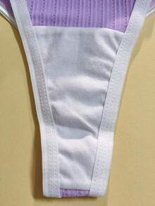 3件套女士性感蝴蝶结条纹低腰丁字裤 - 彩色 - 查看 9