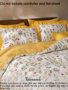 2pcs/3pcsFloral Prints Bedding Set - 1Comforter Cover & 1/2 Pillowcases, Soft Polyester, Breathable & Machine Washable Cottagecore Ruffle Decor, Farmhouse Style ,Bedroom Accessories - Multicolor - View 7